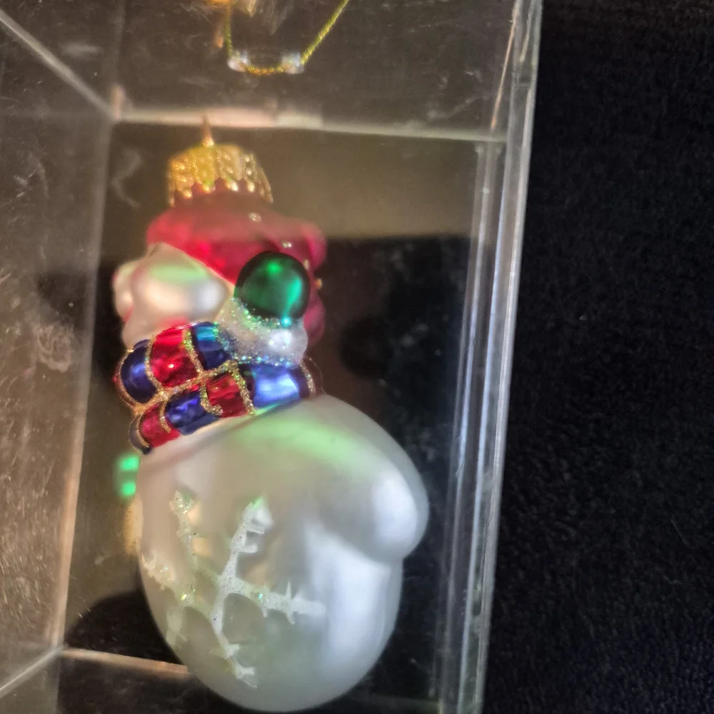 ​Target 2002 Handcrafted Glass Snowman Christmas Ornament NIB